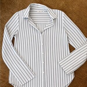 Ag Adriano Goldschmied White Shirt with Black Horizontal Stripes